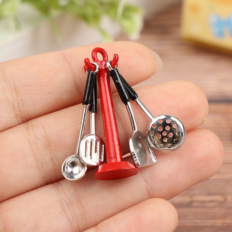 Kids Outdoor Kitchen Accessories - 1:12 Dollhouse Kitchen Utensil Vertical Hanging