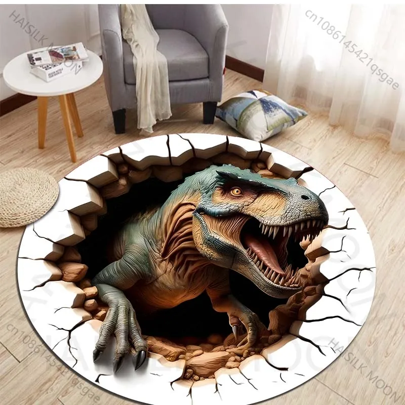 HD 3D Dinosaur Print Round Rug - Kids Outdoor Area 评论和价格