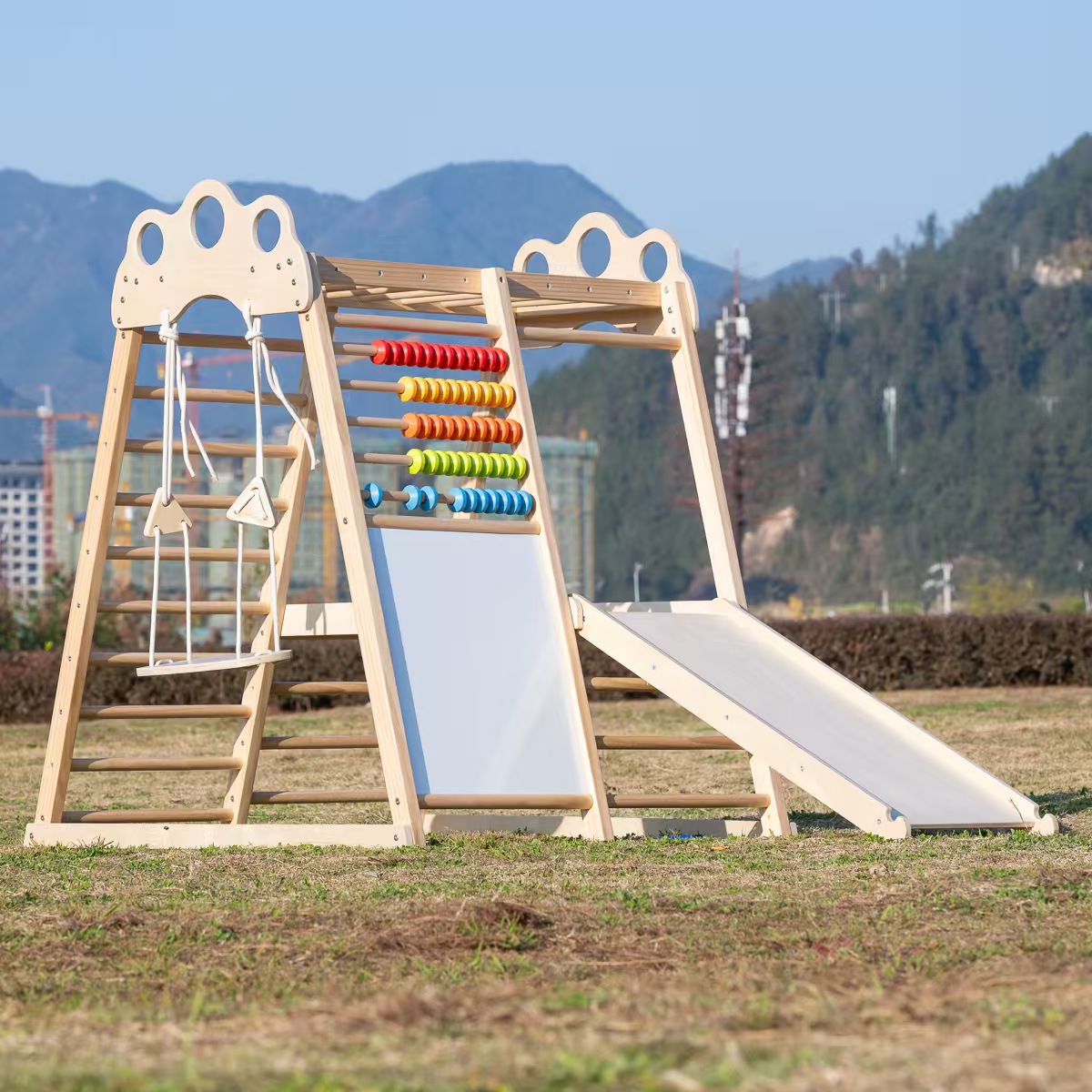 Large Solid Wood Climbing Fram - Kids Outdoor Climbing Frame 评论和价格