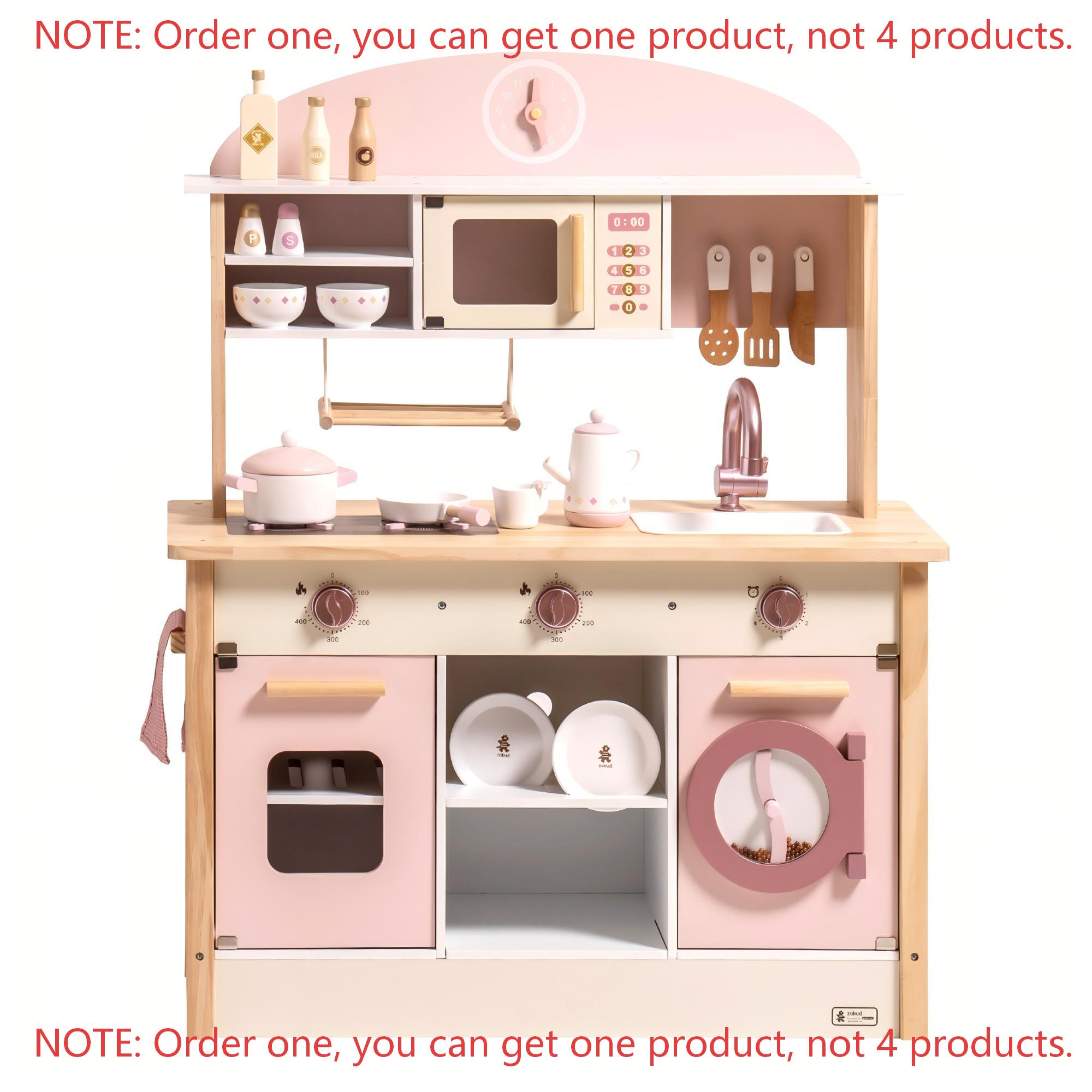 Robud Kids Wooden Pink Play Ki - Kids Outdoor Kitchen Accessories 评论和价格